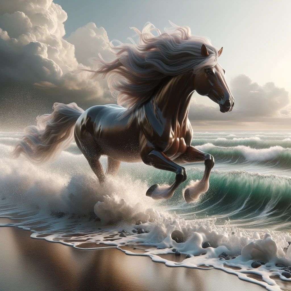 a horse, digital art, 3D style